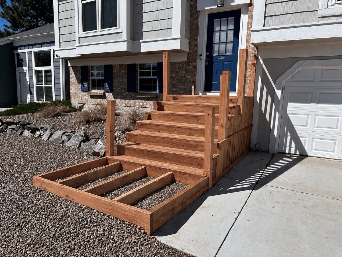 Custom Cedar Entry Stairs and Landing project photo 2 in Louisville